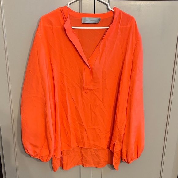 Silvia Tcherassi Tops - SILVIA TCHERASSI! BEAUTIFUL 
Triora Split-Neck Tangerine Blouse sz Lg